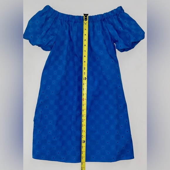 New Zara embroidered off-the-shoulder Eyelet short puff sleeve mini dress XS - Picture 9 of 11